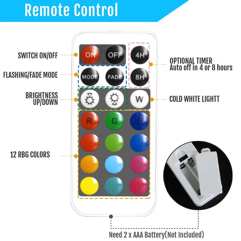 Novelty Place Flameless Candles with Remote, Real Flickering & Real Ivory Color Battery Powered LED Pillars Candle with Remote Control and Timer Function - 12 Preset Multi Colors - Image 4